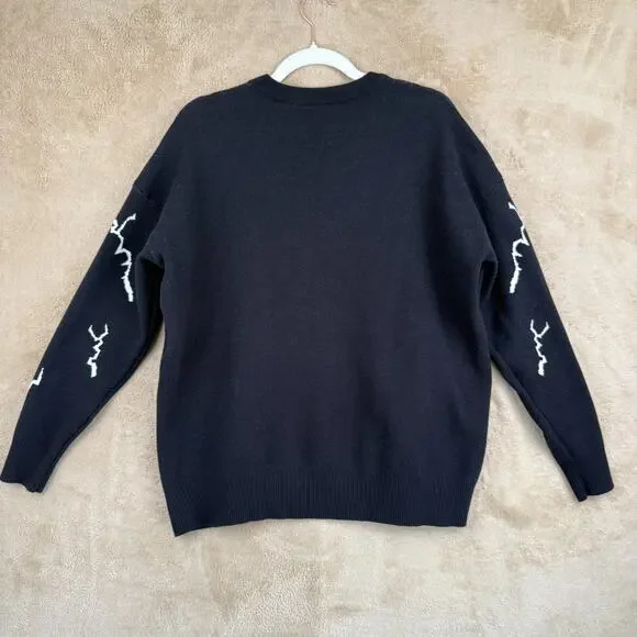 Solo Leveling Statue of God Sweater Mens M Black Knit Gothic Anime Dark Academia - Picture 4 of 8